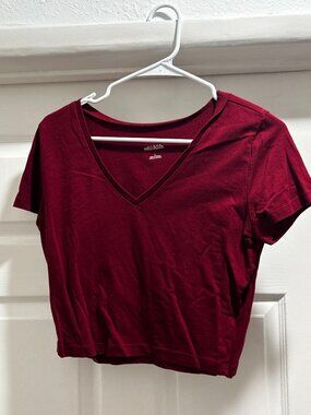 Dark Red Crop Tee